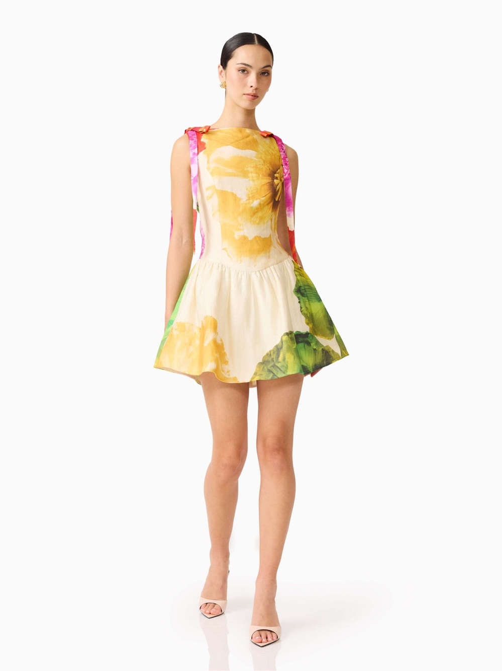 ELLIATT Lilia A-Line Mini Dress in Multi Floral Summer Dress Size S NWT - Picture 2 of 7